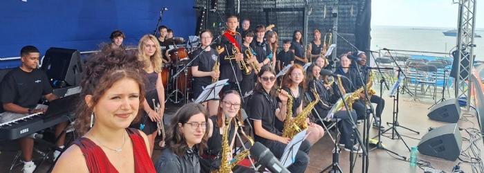 Students on stage ready to perform
